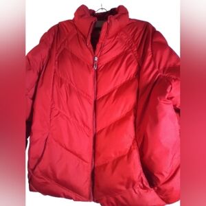 Athletic Works Women's Red Puffer Jacket Pockets Size 1X Outdoors Warm